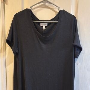 JESSICA SIMSPON LONG BLACK DRESS SIZE LARGE V NECK SHORT SLEEVES MIDI LENGTH